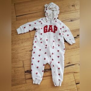 6-12m GAP Kids Cream and Red Footie One Piece
